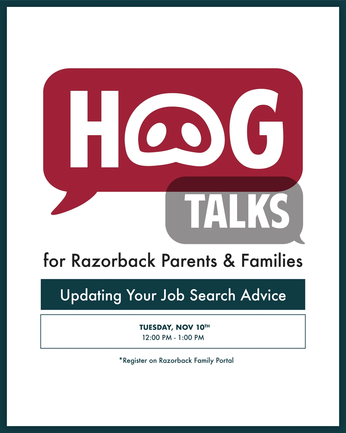 An event poster for parents and families.